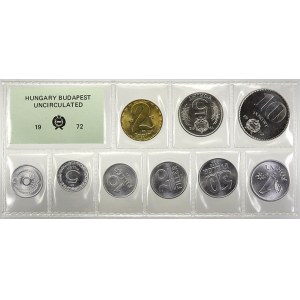 Evropa – sady oběhových mincí. Maďarsko. Sada oběhových mincí 1972 (2 fill. - 10 Ft.), orig. PVC obal