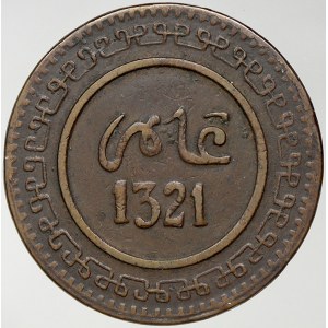 Maroko. 10 mazuna AH 1321, minc. Velký Fez. Y-17.3, Lecompte 88.