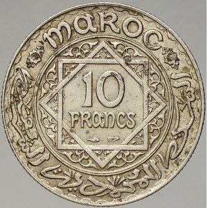 Maroko. 10 frank AH 1357/1934. Y-38