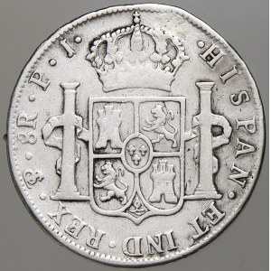 Bolívie. 8 real 1814 PJ. KM-84. Opravená dírka