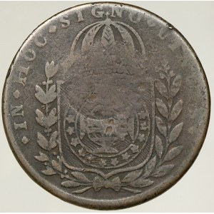 Brazílie. 20 reis b.l. (1835) – kontramarka na minci 40 reis 1824 R. KM-436.1. dr. hr.