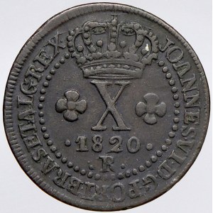 Brazílie. X reis 1820 R. KM-314.1. patina