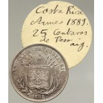 Kostarika. 25 centavos 1889 HEATON, starý podložní štítek. KM-130