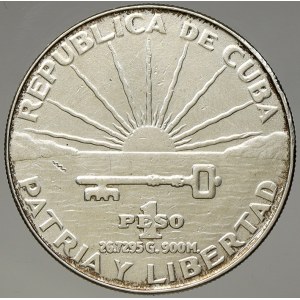 Kuba. 1 peso 1953 100 let J. Martiho. KM-29. dr. škry.