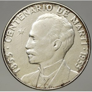 Kuba. 1 peso 1953 100 let J. Martiho. KM-29. dr. škry.