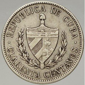 Kuba. 40 centavos 1915. KM-15