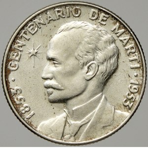Kuba. 25 centavos 1953 100 let J. Martího. KM-27