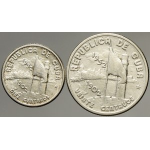 Kuba. 20 centavos 1952, 10 centavos 1952 - 50 let republiky. KM-24, 23