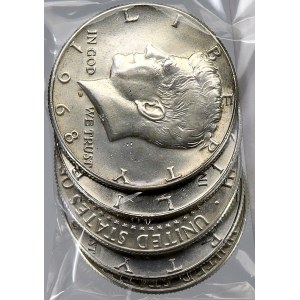 USA. ½ dollar 1965, 1966, 1967, 1968 D, 1969 D