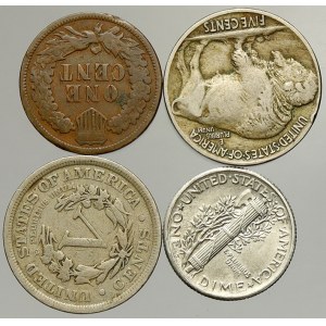 USA. 1 dime 1920 S, 5 c. 1910, 1913, 1 c. 1892