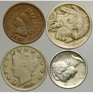 USA. 1 dime 1920 S, 5 c. 1910, 1913, 1 c. 1892