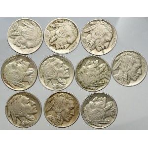 USA. 5 cent 1916, 1917, 1920, 1921, 1923, 1924, 1930, 1936, 1937, 1938 D. 2x dr. hr.