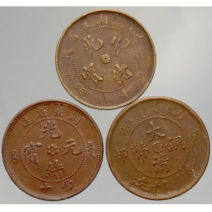 Čína – Hu-Peh. 10 cash 1902-05. Y-120 a další dvě blíže neurčené