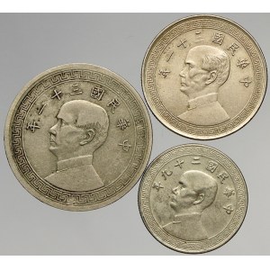 Čína, republika (1912-49). 1/2 dollar 1942, 20 cent 1942, 10 cnet 1940. Y-362, 361, 360