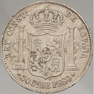 Filipíny. Alfons XII. (1874-86). 50 cent 1885. KM-150