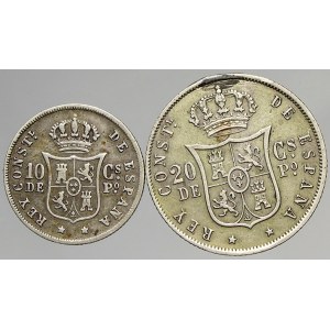 Filipíny. 20 cent 1888 m.o., 10 cent 1885. KM-148, 149