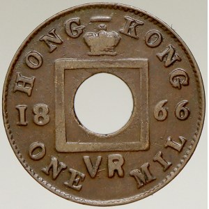 Hong-Kong. 1 mil 1866. KM-3. lakovaný