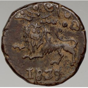 Indie – Mysore. 20 cash 1839. Y-193.2