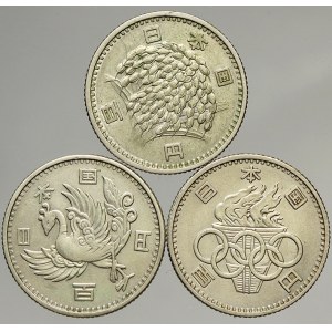 Japonsko. 100 yen 1957, 1959, 1964. Y-77, 78, 79