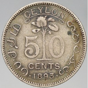 Sri Lanka (Ceylon). Viktorie (1837-1901). 50 cent 1893. KM-96