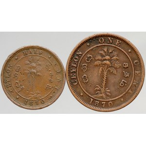 Sri Lanka (Ceylon). 1 cent 1870, ½ cent 1870. KM-101, KM-102