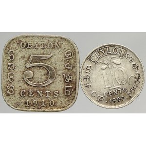 Sri Lanka (Ceylon). 10 c. 1907, 5 c. 1910. KM-103, 97