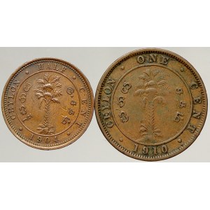 Sri Lanka (Ceylon). 1 cent 1910, ½ cent 1904. KM-101, 102