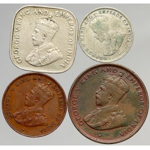Sri Lanka (Ceylon). 10 c. 1927, 5 cent 1912 H, 1 cent 1912, ½ cent 1926. KM-106, 107, 108, 104a