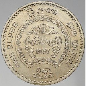 Sri Lanka (Ceylon). 1 rupie 1957 - 2500 let buddhismu. KM-125