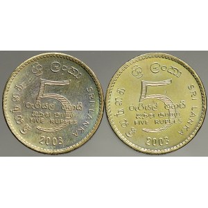 Sri Lanka (Ceylon). 5 rupie 2003 Syamopasampada, 2 typy. KM-168, 169