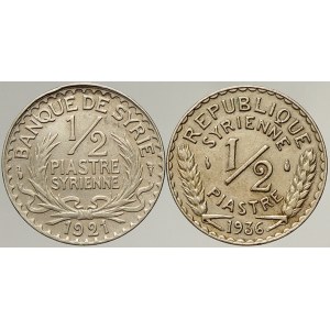 Sýrie. 1/2 piastr 1921, 1936. KM-64, KM-75
