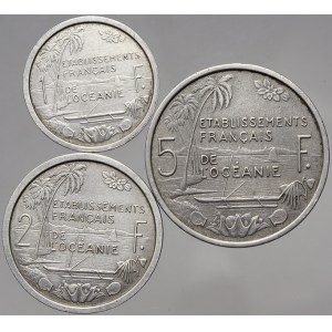 Francouzská Oceánie. 5 frank 1952, 2 frank 1949, 1 frank 1949. KM-4, 3, 2