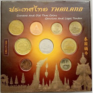 mimoevropské mince – sady oběhových mincí. Thajsko. Turistická sada oběhových mincí (9 ks), papírový přebal