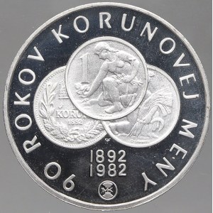 zahraniční numismatické ražby. Slovensko. 90 let korunové měny 1892 – 1982. 