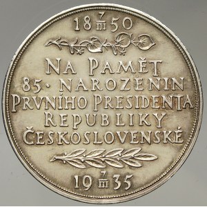 Španiel Otakar. TGM – 85. narozeniny 1935. Ag lesklá 0.987 (29,74 g) 42 mm, pův. etue