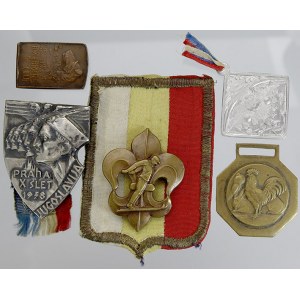 sportovní medaile a ceny. Soubor sokolských a skautských medailí a odznaků (Kosmonosy 1937, Hoř. Hamr 1910, …)