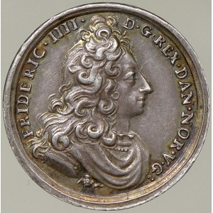evropské medaile. Dánsko. Medailka dánského krále Friderica IV. a jeho první manželky Louisy de Mecklenburg-Güstrow b.l.