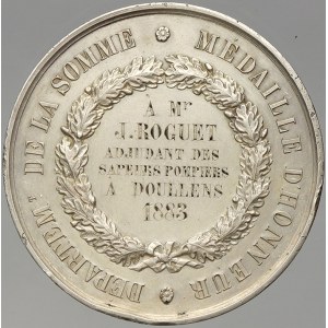 evropské medaile. Francie. Čestná medaile departmentu Somme s dorývkou 1883. Sign. Vauthier Galle. Ag 45 mm, puncy. hry