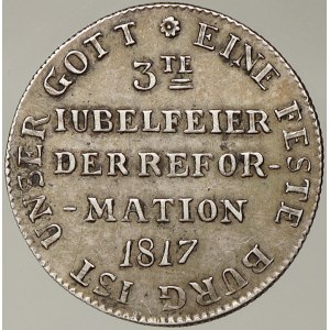 evropské medaile. Německo - Frankfurt. Medaile (Ag odražek 2 dukátu) k 300. výročí reformace 1817.