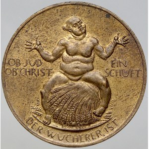 evropské medaile. Německo. Medaile na drahotu 1923. Bronz 38 mm