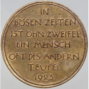 evropské medaile. Německo. Medaile na drahotu 1923. Bronz 38 mm