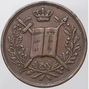evropské medaile. Nizozemí. Korunovační žeton Viléma III. 1849. Měď 23 mm