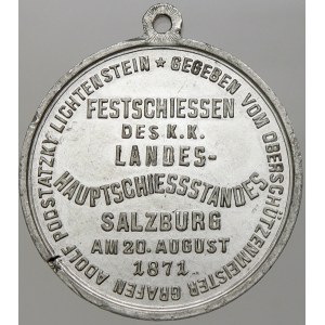 evropské medaile. Rakousko. Výroční 300. střelby zemské střelnice v Salcburku 20.8.1871.