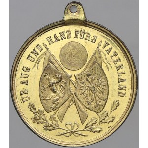 evropské medaile. Rakousko. III. Rakouské spolkové střelby Graz 1889. Bronz zlac. 34 mm, pův. ouško