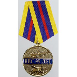 Rusko. Pam.med. 95 let vojenských vzdušných sil. Bronz zlac. 35 mm, barveno, stuha na Al golodce