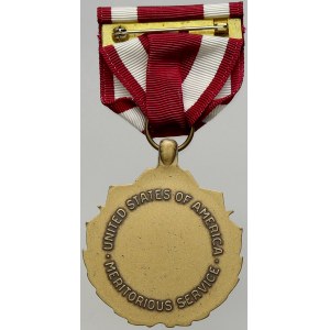 USA. Vyznamenání „Meritorious Service“. Bronz, stuha, stužka, miniatura, orig. etue
