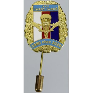 odznaky vojenské. KVV Jardy Janků Písek 2020 (výsadkáři), zlatý st. Bronz zlac. 30 x 25 mm, smalt, jehla