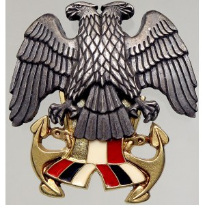 vojenské odznaky – Srbsko. Odznak důstojníka námořnictva z r. 1994. Bimetal 40 x 40 mm, smalt, šroub s matkou