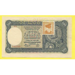 Československo 1944-45. 100 Ks 1940/(45), s. F2. H-63a1S1. perf. SPECIMEN