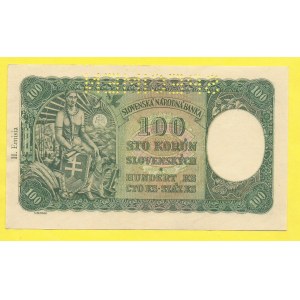 Československo 1944-45. 100 Ks 1940/(45), s. F2. H-63a1S1. perf. SPECIMEN